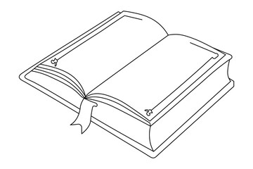 Book Continuous One line art of isolated outline vector drawing illustration 