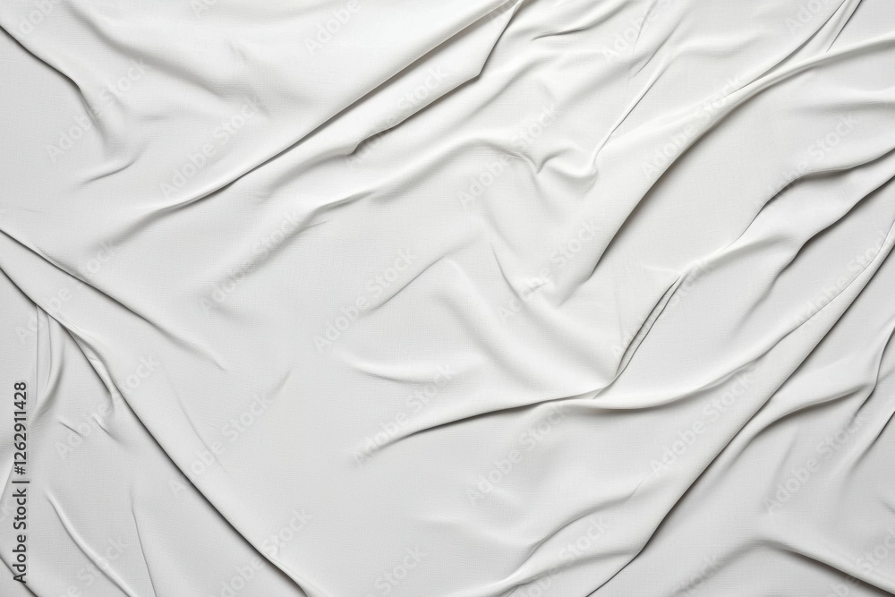 Aufkleber Smooth white fabric displaying elegant creases and folds, creating a textured surface with soft shadows and highlights, viewed from above