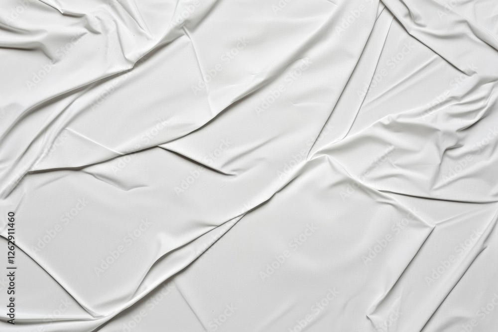 Aufkleber White fabric showcasing intricate creases and folds, creating a textured pattern. Ideal for backgrounds or design elements in creative projects