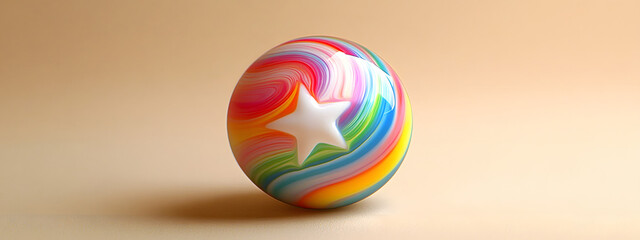 A photo of iridescent marbles with rainbow swirls.
