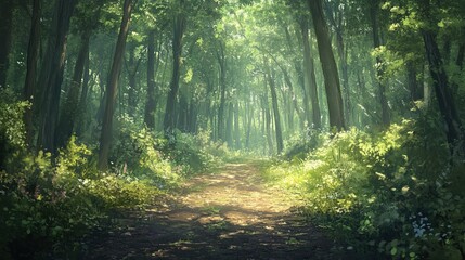 Obraz premium A walk in a forest, where each step connects you to the earth, grounding your thoughts and calming your spirit.