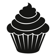A Simple and bold black silhouette of a Cupcake isolated on a transparent background