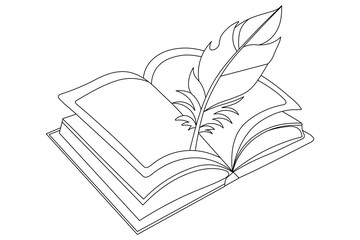 Book Continuous One line art of isolated outline vector drawing illustration 