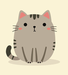 Minimalist vector cartoon cat illustration