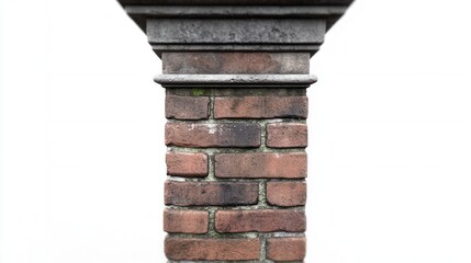 Naklejka premium Rustic brick pillar stands tall under bright sunlight, showcasing craftsmanship and timeless elegance. Generative AI