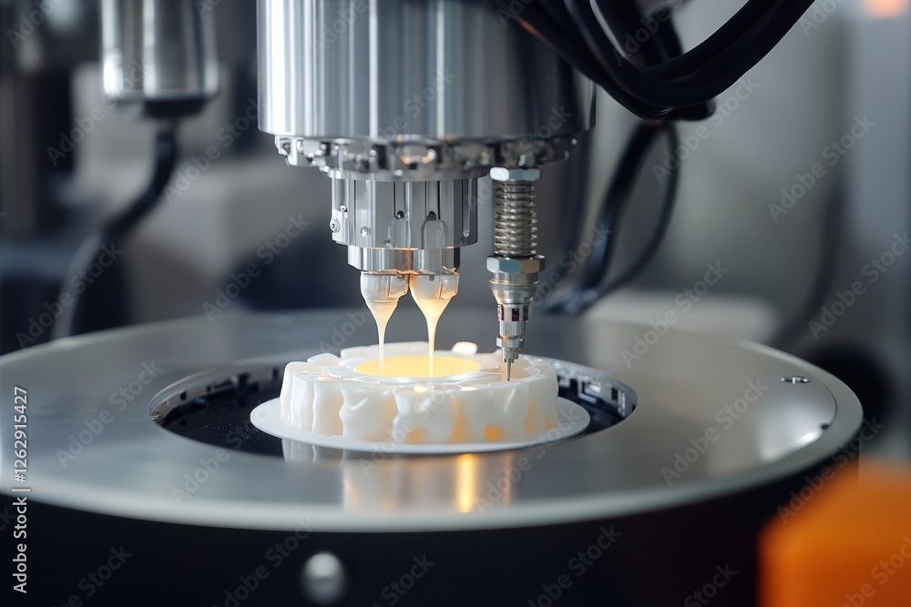 Poster the automated molding process of a silicone injection system, showcasing the smooth and efficient wo