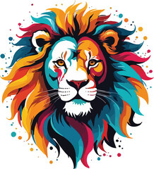 Lion Illustration vector design, Colorful Lion vector design, Lion logo and icon Design
