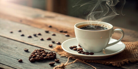 cup of coffee with beans