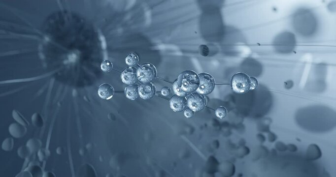 Looped video of Terephthalic acid, precursor polyester pet, rotating molecular 3D ball-and-stick model
