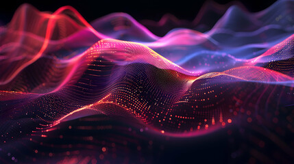 Fototapeta premium Vibrant abstract waves of color and light in a digital landscape, suggesting motion and energy