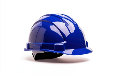 Fototapeta premium Blue Safety Helmet Isolated on White Background. Possible Use Stock photo for safety equipment