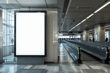 공항 건물 내부 광고판 광고 디자인 목업