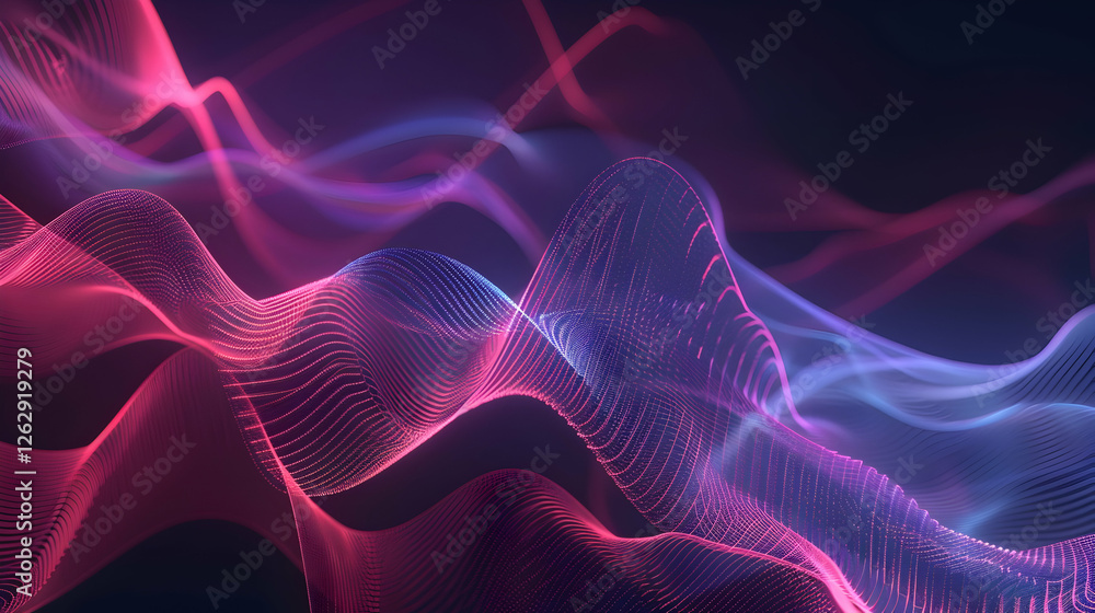 Poster abstract wave patterns in vibrant pink and blue hues, creating a dynamic visual experience