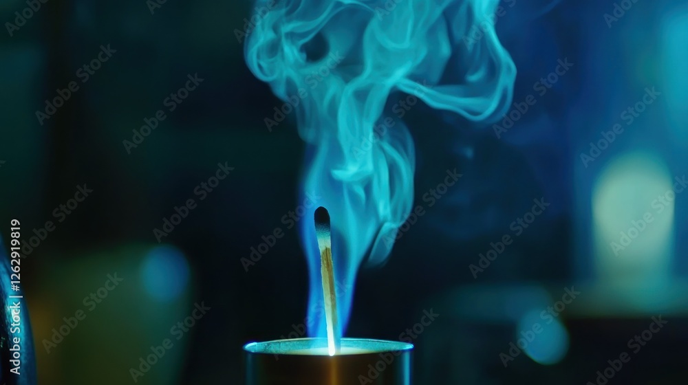 Poster a lit matchstick emits smoke, creating a captivating visual effect in a dimly lit setting.