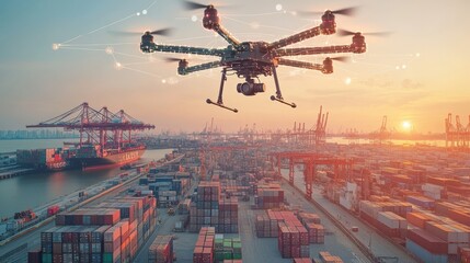 Supply chain visibility interface featuring drone operations and transport autonomy perfect for next-gen logistics