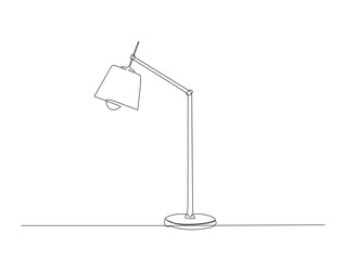 Obraz premium Continuous one line drawing of minimalist floor lamp. Floor lamp in single line draw illustration. Editable stroke.
