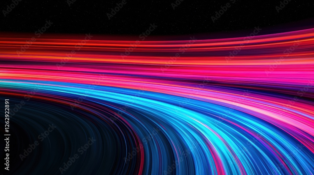 Poster vibrant red and blue light streaks create a dynamic motion blur effect, conveying speed and energy a