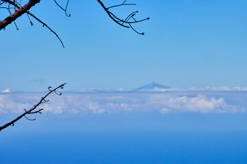 Blick über den Tamadaba-Naturpark auf den Teide.  Ausblick vom Tamadaba-Naturpark auf Gran Canaria...