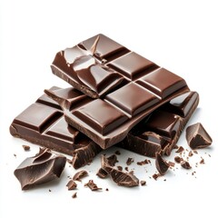 Fototapeta premium Delicious Dark Chocolate Bar Pieces, Sweet Treat, Broken Chocolate Squares, Melted Chocolate, Chocolate Texture, Close-up Shot, Food Photography