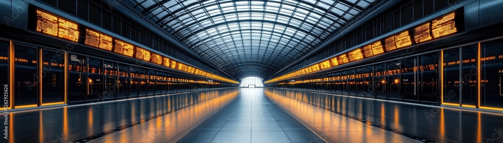 Poster a visually striking and futuristic bus terminal featuring a meticulously designed interior with slee