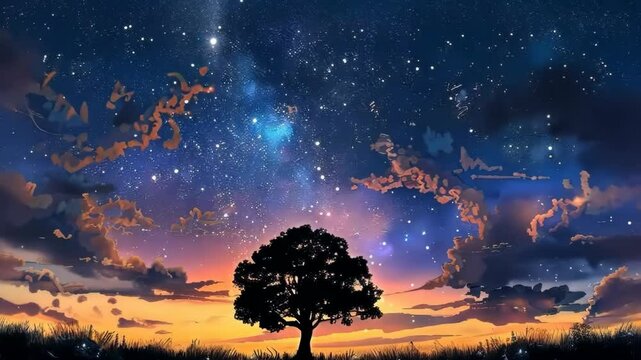 Starry sky starfall night. Selective focus. Nature.