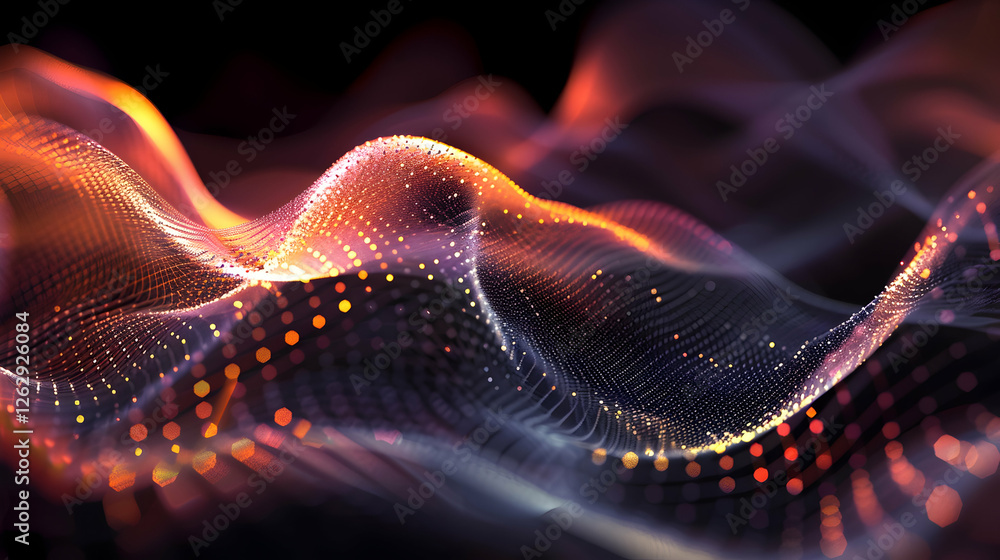 Aufkleber abstract representation of flowing waves with vibrant colors and light effects, creating a dynamic v