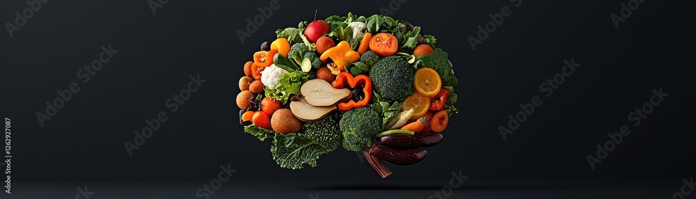 Poster a glowing brain silhouette filled with a vibrant colorful array of organic patterns and shapes repre