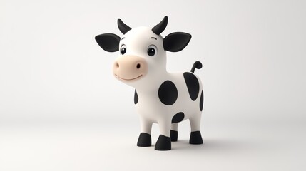 Cute little cow cartoon on white background