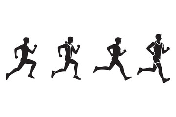 Running, Run, Jogging Male silhouette vector illustration on white background