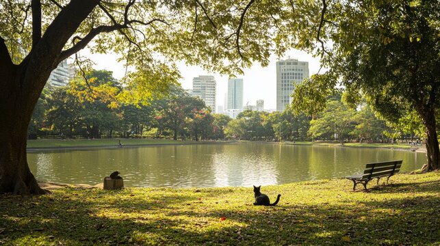 Cat Portrait Cat in the Park in Bangkok (Cute-cat, Lovely-cat, Relax cat, Close up cat)