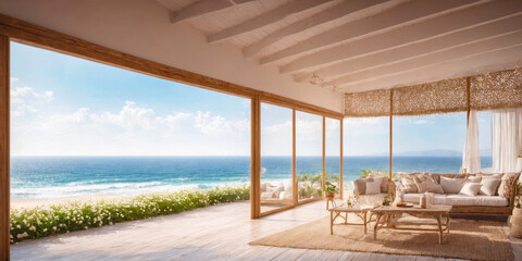 Obraz premium Coastal Living Room with Ocean View