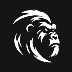 Gorilla Head Logo in Striking Black and White
