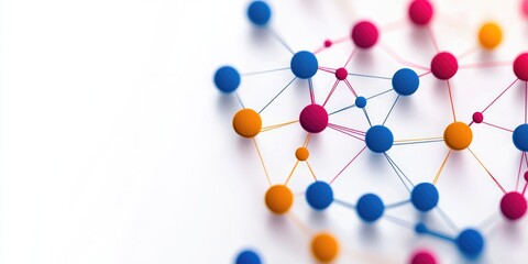 Obraz premium Blockchain technology symbols intertwined with vibrant network nodes, showcasing decentralized applications and innovation against a neutral backdrop