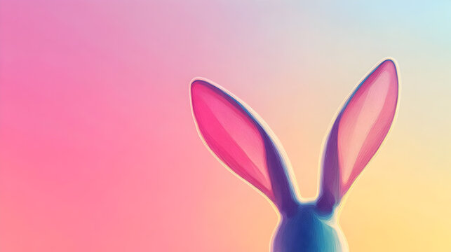 orejas de conejo asomandose por el fondo conejo de pascua para tarjeta de celebracion de la pascua con un fondo degradado en colores pastel con espacio de copia