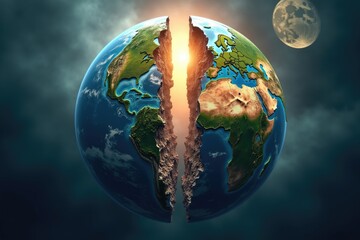 Fototapeta premium Earth's Fragile Balance: A Surreal Reflection on Conservation