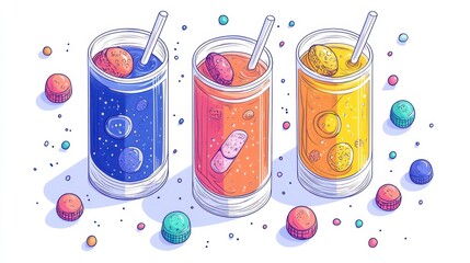 Living culture balance in probiotic drinks isolated on white background symbolizing the harmony of beneficial bacteria