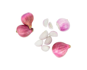 top view of shallots isolated on white background