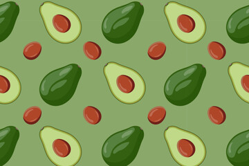 Seamless pattern with avocado
