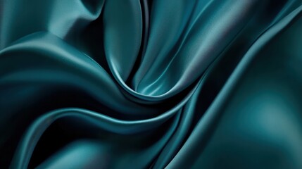 Fototapeta premium Elegant teal satin with subtle folds and highlights reflecting light beautifully.