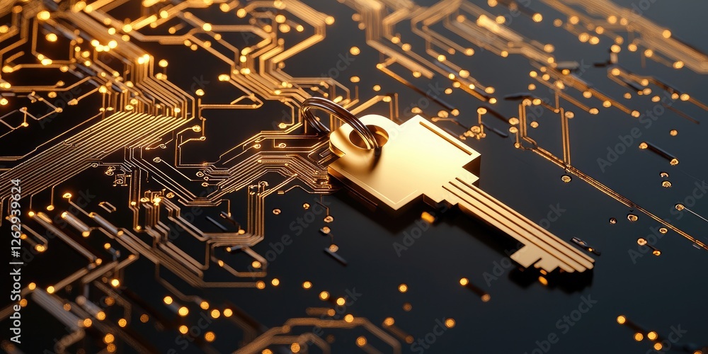 Poster data encryption compliance standards regulatory requirements data safety depicted through a key symbol intersecting with a secure server and compliance certificates on a