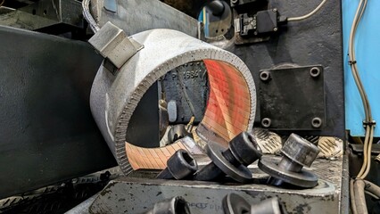 Heating tape during function test on a machine, switched on 230v ceramic heater band for injection molding machines and other industrial machines