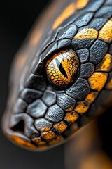 Obraz premium A close up of a snake's eye on a black background