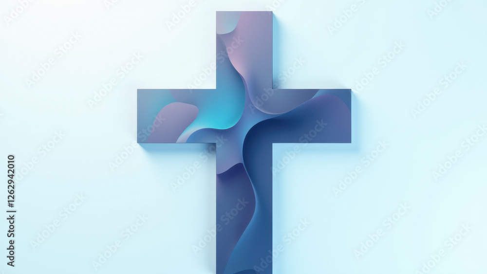 Poster christian cross with abstract design on a solid background.