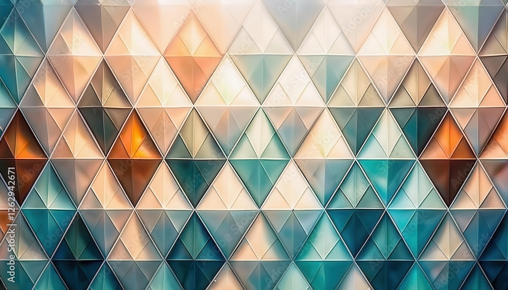 Poster geometric abstract pattern with pastel 3d triangular tiles for modern wall design or digital background