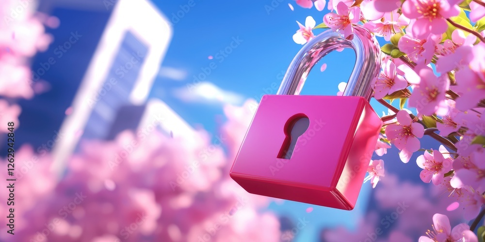 Leinwandbilder Data encryption visualization with a padlock and digital code overlay, emphasizing SSL certificates for secure websites, neutral background, high clarity