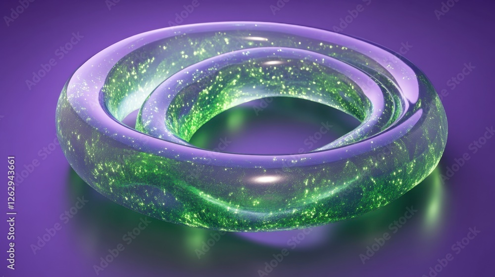 Poster abstract iridescent holographic curved lines on a twilight purple background. modern 3d rendering il