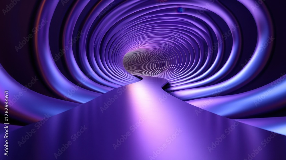 Poster abstract iridescent holographic curved lines on a twilight purple background. modern 3d rendering il