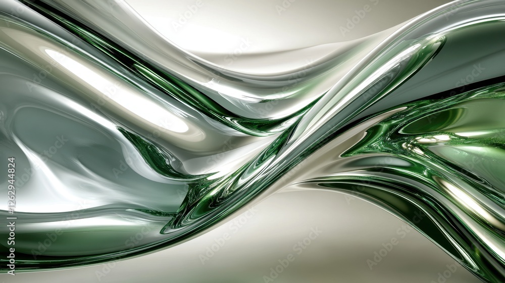 Poster abstract iridescent holographic curved lines on a warm beige background. modern 3d rendering illustr