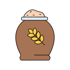 wheat flour lineal color line icon with white background vector stock illustration