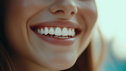 Fototapeta premium 白い歯が際立つ明るい笑顔のクローズアップ